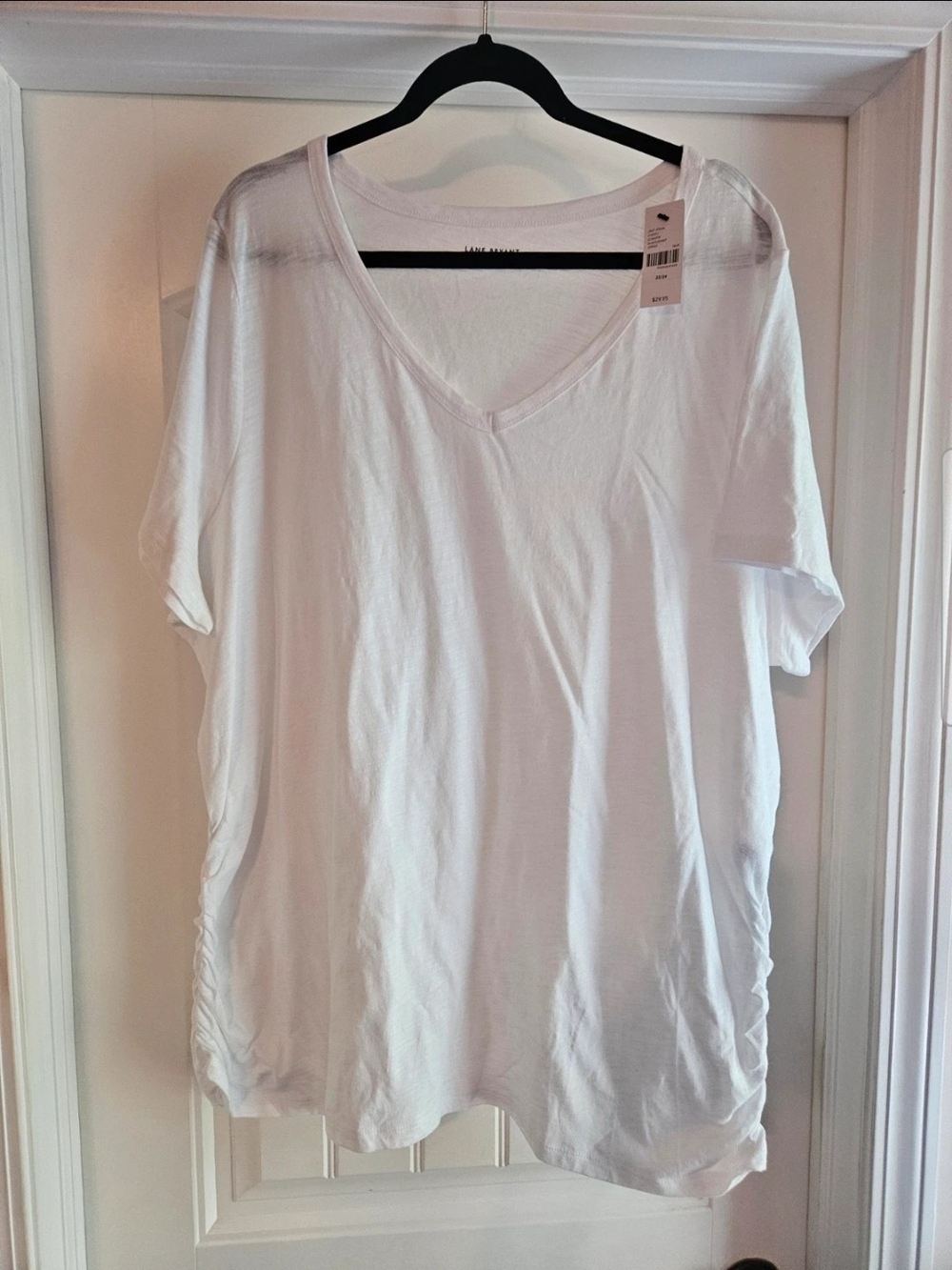 Lane Bryant Cinched Side White T